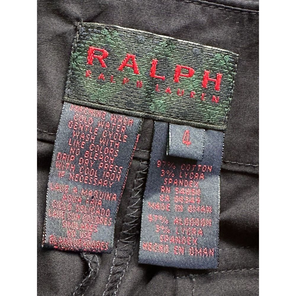 Ralph Lauren‎ Black Label Stretch Roll Up Legs Cotton Pants Black Size 4 - Picture 9 of 13